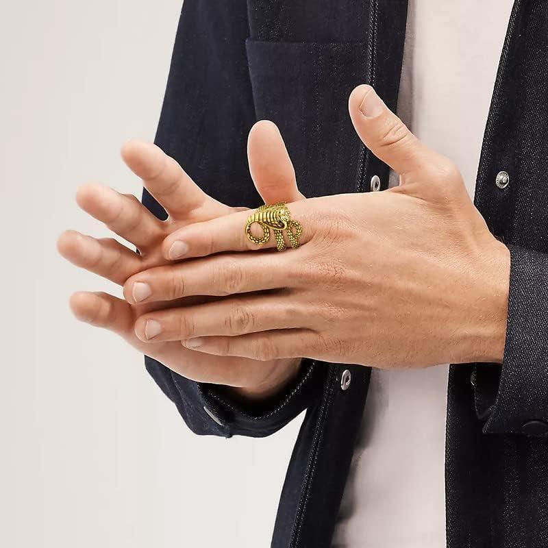 imageChainsHouse Men Women Stainless Steel18K Gold PlatedBlack Snake Ring Retro Punk Gothic Jewelry Antique Octopus Serpent Reptile Rings with Gift Box03CobraGold