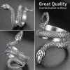 ChainsHouse Men Women Stainless Steel/18K Gold Plated/Black Snake Ring, Retro Punk Gothic Jewelry Antique Octopus Serpent Reptile Rings (with Gift Box)(01-Snake-Steel)