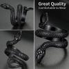 ChainsHouse Men Women Stainless Steel/18K Gold Plated/Black Snake Ring, Retro Punk Gothic Jewelry Antique Octopus Serpent Reptile Rings (with Gift Box)(01-Snake-Black)