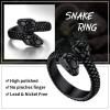 ChainsHouse Men Women Stainless Steel/18K Gold Plated/Black Snake Ring, Retro Punk Gothic Jewelry Antique Octopus Serpent Reptile Rings (with Gift Box)(02-Two-headed-Black)