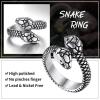 ChainsHouse Men Women Stainless Steel/18K Gold Plated/Black Snake Ring, Retro Punk Gothic Jewelry Antique Octopus Serpent Reptile Rings (with Gift Box)(02-Two-headed-Steel)