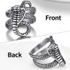 ChainsHouse Men Women Stainless Steel/18K Gold Plated/Black Snake Ring, Retro Punk Gothic Jewelry Antique Octopus Serpent Reptile Rings (with Gift Box)(03-Cobra-Steel)
