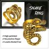 ChainsHouse Men Women Stainless Steel/18K Gold Plated/Black Snake Ring, Retro Punk Gothic Jewelry Antique Octopus Serpent Reptile Rings (with Gift Box)(03-Cobra-Gold)