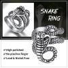ChainsHouse Men Women Stainless Steel/18K Gold Plated/Black Snake Ring, Retro Punk Gothic Jewelry Antique Octopus Serpent Reptile Rings (with Gift Box)(03-Cobra-Steel)