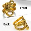 ChainsHouse Men Women Stainless Steel/18K Gold Plated/Black Snake Ring, Retro Punk Gothic Jewelry Antique Octopus Serpent Reptile Rings (with Gift Box)(03-Cobra-Gold)