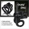 ChainsHouse Men Women Stainless Steel/18K Gold Plated/Black Snake Ring, Retro Punk Gothic Jewelry Antique Octopus Serpent Reptile Rings (with Gift Box)(03-Cobra-Black)