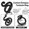ChainsHouse Men Women Stainless Steel/18K Gold Plated/Black Snake Ring, Retro Punk Gothic Jewelry Antique Octopus Serpent Reptile Rings (with Gift Box)(04-Octopus-2 Whiskers-Black)