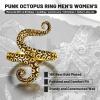 ChainsHouse Men Women Stainless Steel/18K Gold Plated/Black Snake Ring, Retro Punk Gothic Jewelry Antique Octopus Serpent Reptile Rings (with Gift Box)(04-Octopus-2 Whiskers-Gold)