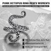 ChainsHouse Men Women Stainless Steel/18K Gold Plated/Black Snake Ring, Retro Punk Gothic Jewelry Antique Octopus Serpent Reptile Rings (with Gift Box)(04-Octopus-2 Whiskers-Steel)