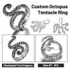 ChainsHouse Men Women Stainless Steel/18K Gold Plated/Black Snake Ring, Retro Punk Gothic Jewelry Antique Octopus Serpent Reptile Rings (with Gift Box)(04-Octopus-2 Whiskers-Steel)