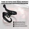 ChainsHouse Men Women Stainless Steel/18K Gold Plated/Black Snake Ring, Retro Punk Gothic Jewelry Antique Octopus Serpent Reptile Rings (with Gift Box)(05-Octopus-3 Whiskers-Black)