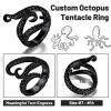 ChainsHouse Men Women Stainless Steel/18K Gold Plated/Black Snake Ring, Retro Punk Gothic Jewelry Antique Octopus Serpent Reptile Rings (with Gift Box)(05-Octopus-3 Whiskers-Black)