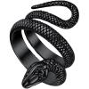ChainsHouse Men Women Stainless Steel/18K Gold Plated/Black Snake Ring, Retro Punk Gothic Jewelry Antique Octopus Serpent Reptile Rings (with Gift Box)(01-Snake-Black)