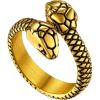 ChainsHouse Men Women Stainless Steel/18K Gold Plated/Black Snake Ring, Retro Punk Gothic Jewelry Antique Octopus Serpent Reptile Rings (with Gift Box)(02-Two-headed-Gold)