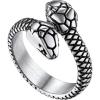 ChainsHouse Men Women Stainless Steel/18K Gold Plated/Black Snake Ring, Retro Punk Gothic Jewelry Antique Octopus Serpent Reptile Rings (with Gift Box)(02-Two-headed-Steel)