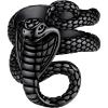 ChainsHouse Men Women Stainless Steel/18K Gold Plated/Black Snake Ring, Retro Punk Gothic Jewelry Antique Octopus Serpent Reptile Rings (with Gift Box)(03-Cobra-Black)