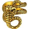 ChainsHouse Men Women Stainless Steel/18K Gold Plated/Black Snake Ring, Retro Punk Gothic Jewelry Antique Octopus Serpent Reptile Rings (with Gift Box)(03-Cobra-Gold)