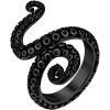 ChainsHouse Men Women Stainless Steel/18K Gold Plated/Black Snake Ring, Retro Punk Gothic Jewelry Antique Octopus Serpent Reptile Rings (with Gift Box)(04-Octopus-2 Whiskers-Black)