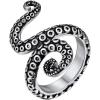 ChainsHouse Men Women Stainless Steel/18K Gold Plated/Black Snake Ring, Retro Punk Gothic Jewelry Antique Octopus Serpent Reptile Rings (with Gift Box)(04-Octopus-2 Whiskers-Steel)
