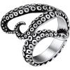 ChainsHouse Men Women Stainless Steel/18K Gold Plated/Black Snake Ring, Retro Punk Gothic Jewelry Antique Octopus Serpent Reptile Rings (with Gift Box)(05-Octopus-3 Whiskers-Steel)