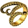 ChainsHouse Men Women Stainless Steel/18K Gold Plated/Black Snake Ring, Retro Punk Gothic Jewelry Antique Octopus Serpent Reptile Rings (with Gift Box)(05-Octopus-3 Whiskers-Gold)