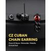ChainsHouse Men’s Punk Chain Earrings with Red/Black Cubic Zirconia Studs, Stainless Steel Hypoallergenic Drop Earrings for Men, Hip Hop Street Style Jewelry(g. Red CZ – Black Chain)