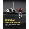 ChainsHouse Men’s Punk Chain Earrings with Red/Black Cubic Zirconia Studs, Stainless Steel Hypoallergenic Drop Earrings for Men, Hip Hop Street Style Jewelry(e. Red CZ – Steel Chain)