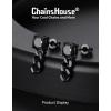 ChainsHouse Men’s Punk Chain Earrings with Red/Black Cubic Zirconia Studs, Stainless Steel Hypoallergenic Drop Earrings for Men, Hip Hop Street Style Jewelry(h Black CZ – Black Chain)
