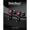 ChainsHouse Men’s Punk Chain Earrings with Red/Black Cubic Zirconia Studs, Stainless Steel Hypoallergenic Drop Earrings for Men, Hip Hop Street Style Jewelry(g. Red CZ – Black Chain)