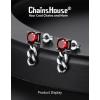 ChainsHouse Men’s Punk Chain Earrings with Red/Black Cubic Zirconia Studs, Stainless Steel Hypoallergenic Drop Earrings for Men, Hip Hop Street Style Jewelry(e. Red CZ – Steel Chain)