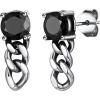 f. Black CZ - Steel Chain