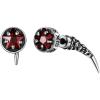 ChainsHouse Men’s Punk Chain Earrings with Red/Black Cubic Zirconia Studs, Stainless Steel Hypoallergenic Drop Earrings for Men, Hip Hop Street Style Jewelry(a. Red CZ-Steel Fang Stud)