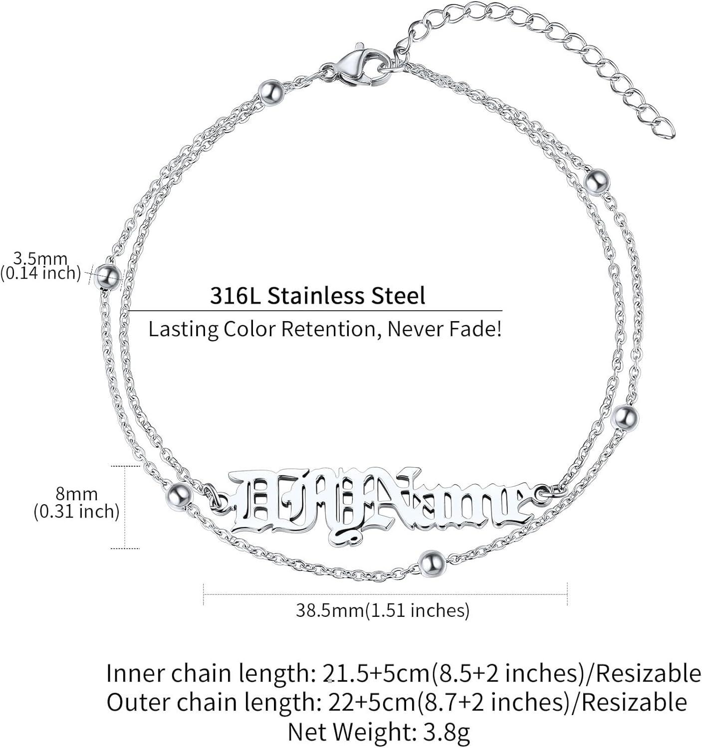 imageChainsHouse Double Layer Anklet Bracelet for WomenAdjustable Chain Anklets Stackable Dainty AnkletsStainless SteelGold PlatedBlack Ankle Jewelry GiftsASilverBead Chain