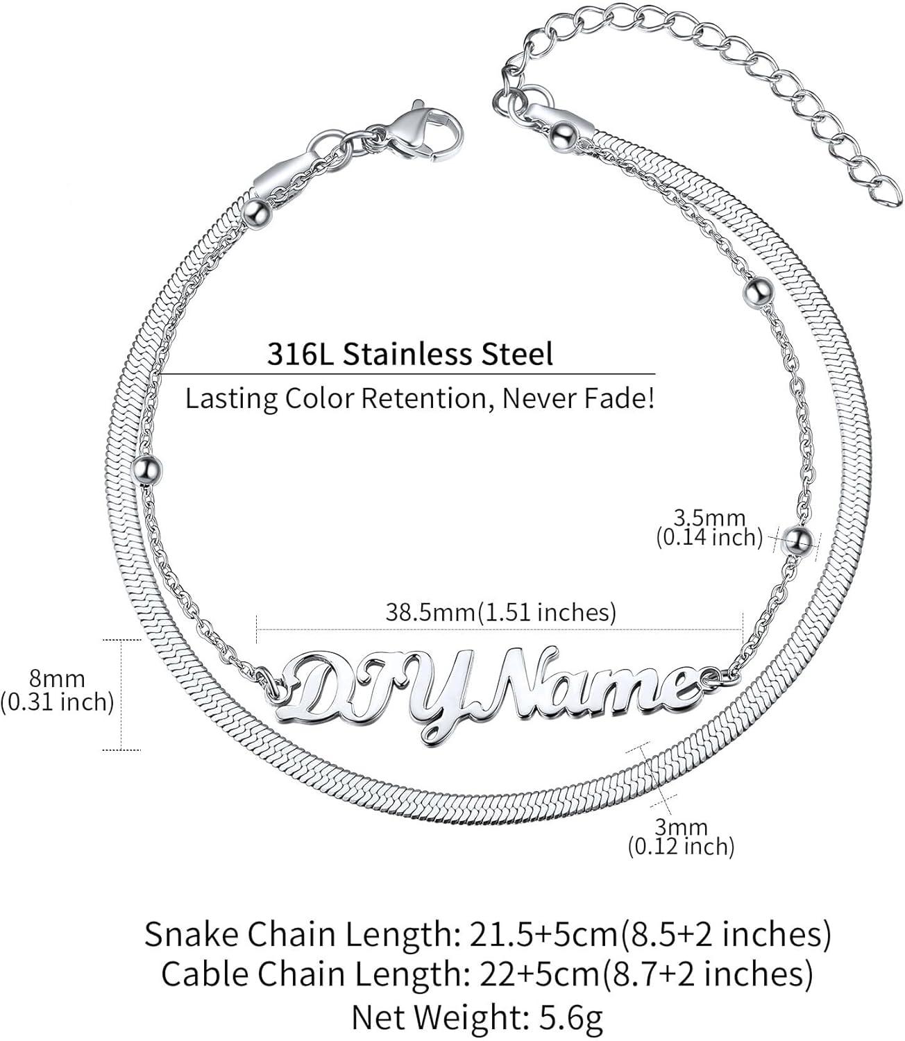 imageChainsHouse Double Layer Anklet Bracelet for WomenAdjustable Chain Anklets Stackable Dainty AnkletsStainless SteelGold PlatedBlack Ankle Jewelry GiftsASilverSnake Chain