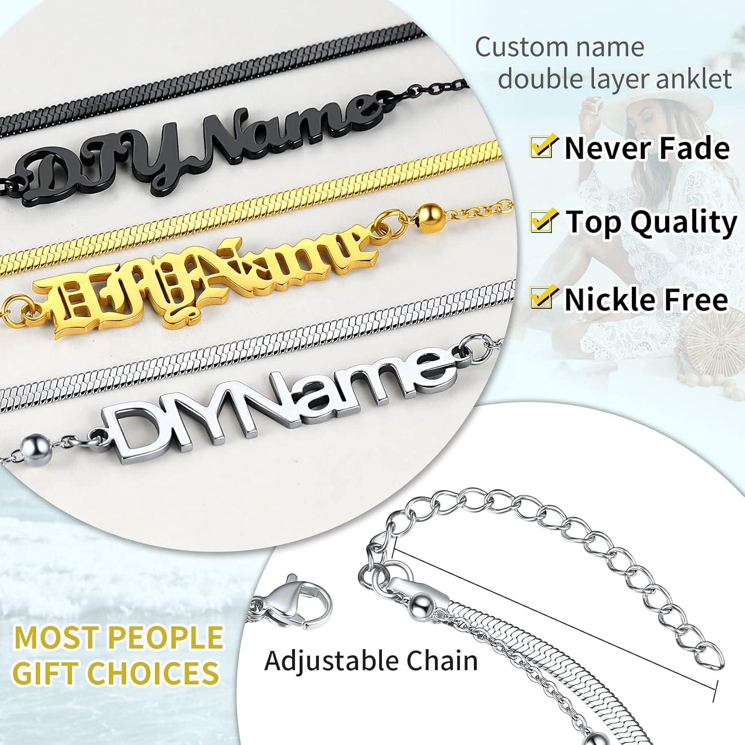 imageChainsHouse Double Layer Anklet Bracelet for WomenAdjustable Chain Anklets Stackable Dainty AnkletsStainless SteelGold PlatedBlack Ankle Jewelry GiftsASilverSnake Chain