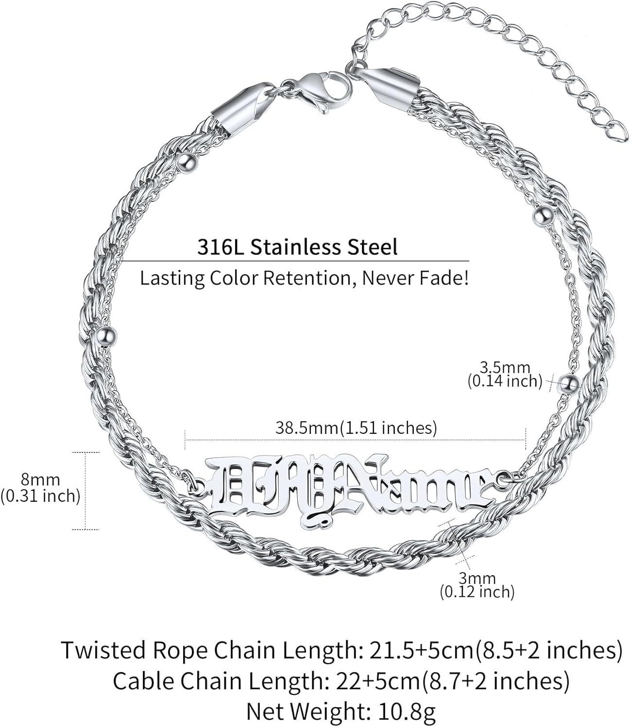 imageChainsHouse Double Layer Anklet Bracelet for WomenAdjustable Chain Anklets Stackable Dainty AnkletsStainless SteelGold PlatedBlack Ankle Jewelry GiftsASilverRope Chain