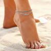 ChainsHouse Double Layer Anklet Bracelet for Women,Adjustable Chain Anklets Stackable Dainty Anklets,Stainless Steel/Gold Plated/Black Ankle Jewelry Gifts(A-Silver-Rope Chain)