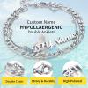 ChainsHouse Double Layer Anklet Bracelet for Women,Adjustable Chain Anklets Stackable Dainty Anklets,Stainless Steel/Gold Plated/Black Ankle Jewelry Gifts(A-Silver-Figaro Chain)