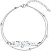 ChainsHouse Double Layer Anklet Bracelet for Women,Adjustable Chain Anklets Stackable Dainty Anklets,Stainless Steel/Gold Plated/Black Ankle Jewelry Gifts(A-Silver-Bead Chain)