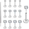 PunkTracker 13Pcs 20G/18G/16G Flat Back Earrings Stud 316L Surgical Stainless Steel Threadless Push in Nose Stud Tragus Helix Lip Medusa Piercing Jewelry(Silver  20G)