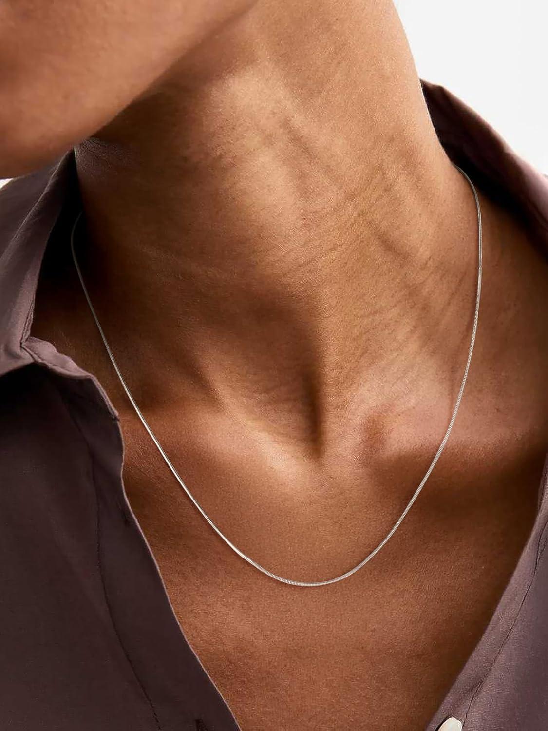 imageChainsHouse Snake Chain Necklace for Women 12mm 1430 Adjustable with 5cm Extender for Pendants Lockets Rose GoldStainless SteelBlack14K Gold Hypoallergenic Dainty Jewelry GiftJ 12MMSilver