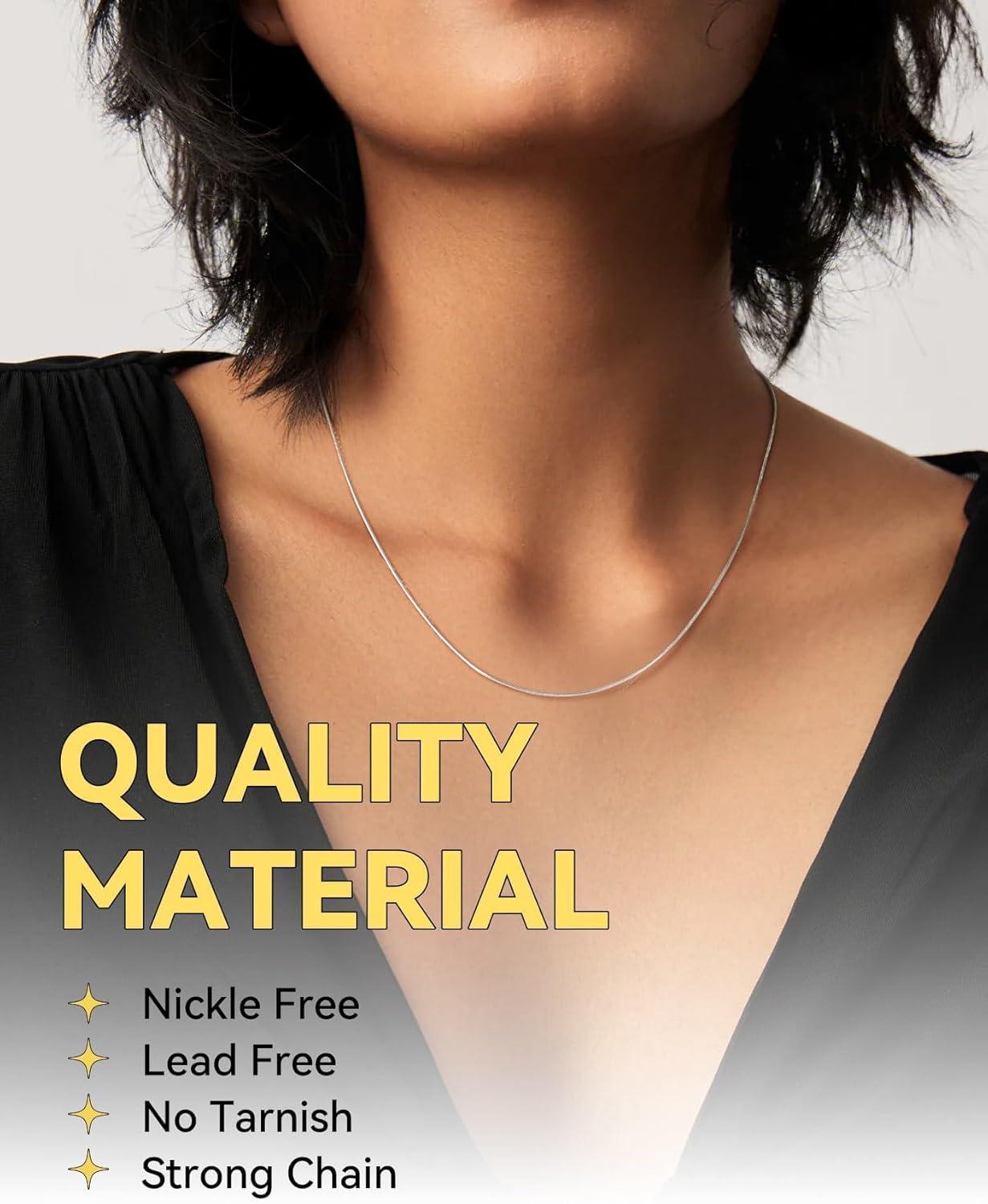 imageChainsHouse Snake Chain Necklace for Women 12mm 1430 Adjustable with 5cm Extender for Pendants Lockets Rose GoldStainless SteelBlack14K Gold Hypoallergenic Dainty Jewelry GiftJ 12MMSilver