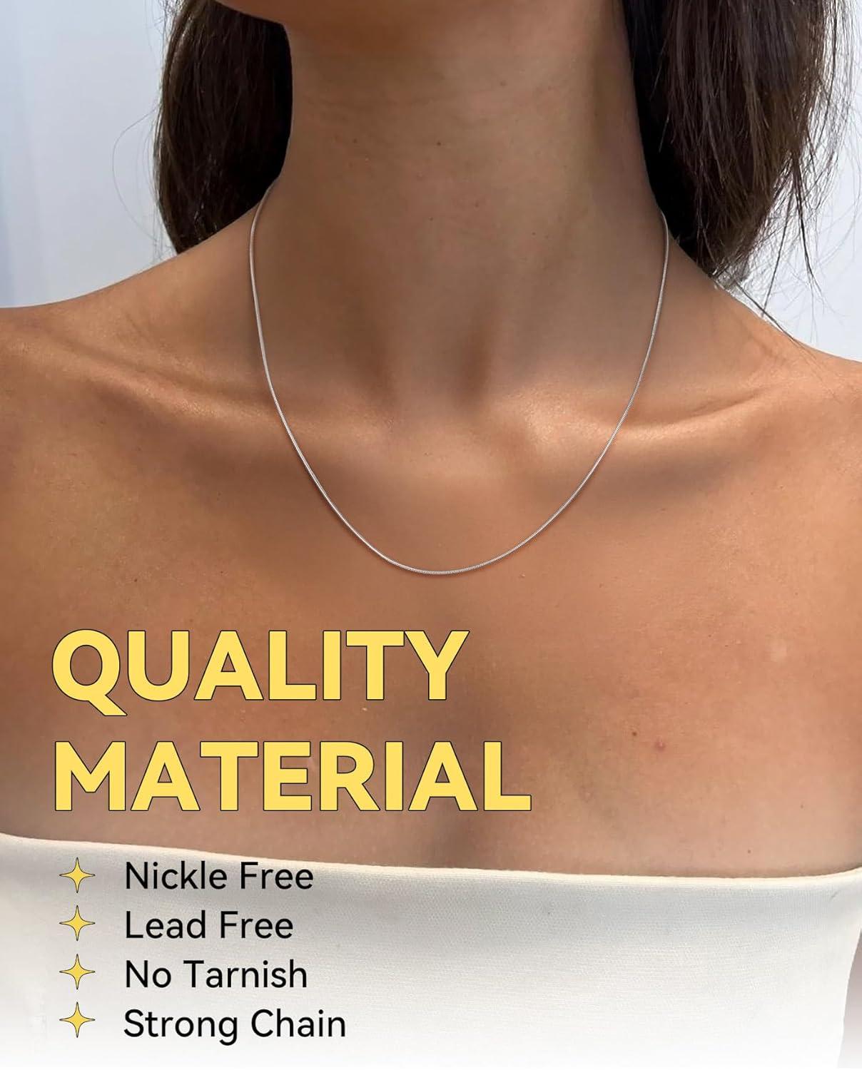 imageChainsHouse Snake Chain Necklace for Women 12mm 1430 Adjustable with 5cm Extender for Pendants Lockets Rose GoldStainless SteelBlack14K Gold Hypoallergenic Dainty Jewelry GiftI 1MMSilver