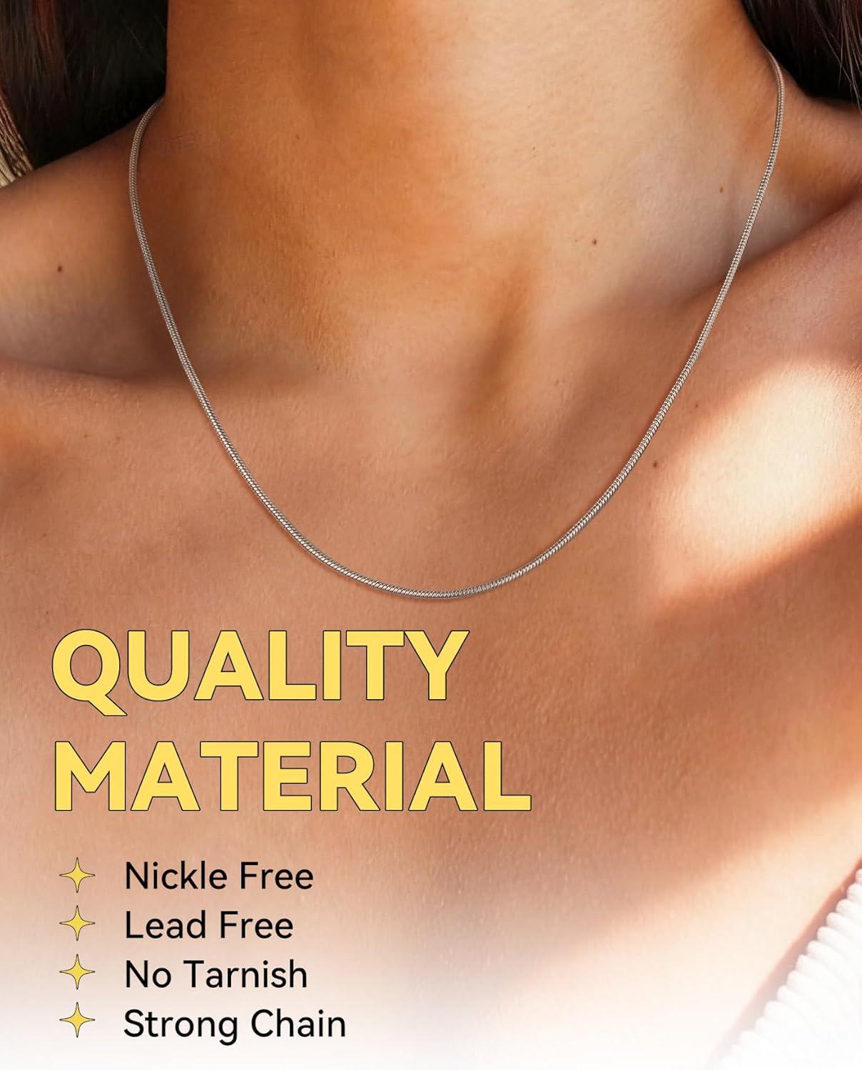 imageChainsHouse Snake Chain Necklace for Women 12mm 1430 Adjustable with 5cm Extender for Pendants Lockets Rose GoldStainless SteelBlack14K Gold Hypoallergenic Dainty Jewelry GiftK 15MMSilver
