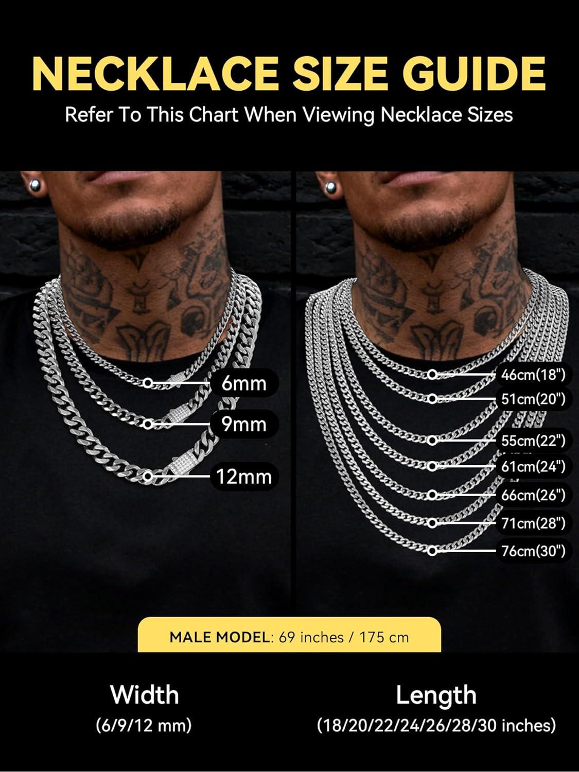 imageChainsHouse Stainless Steel Cuban Link Chain for Men Black 14K Gold Plated Cuban Chain Necklace with Iced Out Diamond Clasp 6mm9mm12mm Width1830 Send Gift Boxa 6mm widthsteel