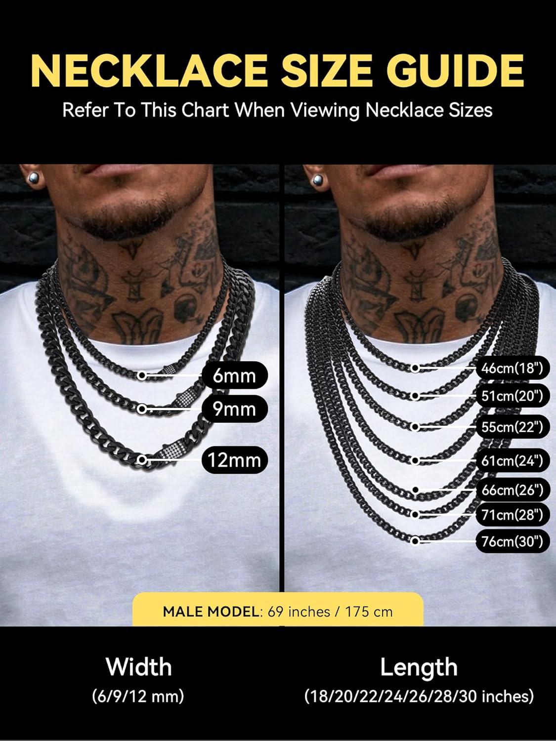 imageChainsHouse Stainless Steel Cuban Link Chain for Men Black 14K Gold Plated Cuban Chain Necklace with Iced Out Diamond Clasp 6mm9mm12mm Width1830 Send Gift Boxg6mm widthblack