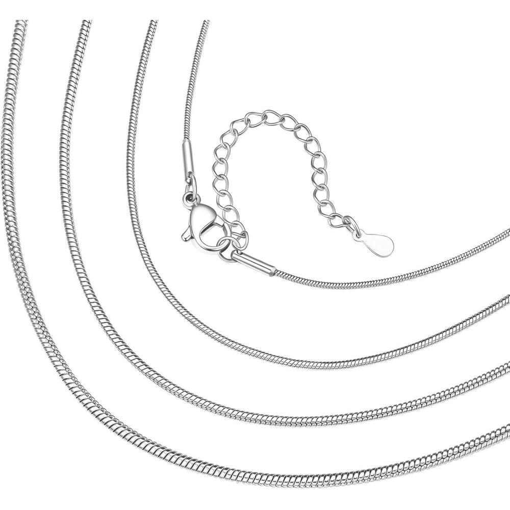 imageChainsHouse Snake Chain Necklace for Women 12mm 1430 Adjustable with 5cm Extender for Pendants Lockets Rose GoldStainless SteelBlack14K Gold Hypoallergenic Dainty Jewelry GiftJ 12MMSilver