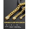 ChainsHouse Stainless Steel Cuban Link Chain for Men, Black/ 14K Gold Plated Cuban Chain Necklace with Iced Out Diamond Clasp, 6mm/9mm/12mm Width,18″-30″, Send Gift Box(d. 6mm width-gold)