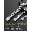 ChainsHouse Stainless Steel Cuban Link Chain for Men, Black/ 14K Gold Plated Cuban Chain Necklace with Iced Out Diamond Clasp, 6mm/9mm/12mm Width,18″-30″, Send Gift Box(a. 6mm width-steel)