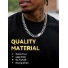 ChainsHouse Stainless Steel Cuban Link Chain for Men, Black/ 14K Gold Plated Cuban Chain Necklace with Iced Out Diamond Clasp, 6mm/9mm/12mm Width,18″-30″, Send Gift Box(c. 12mm width-steel)